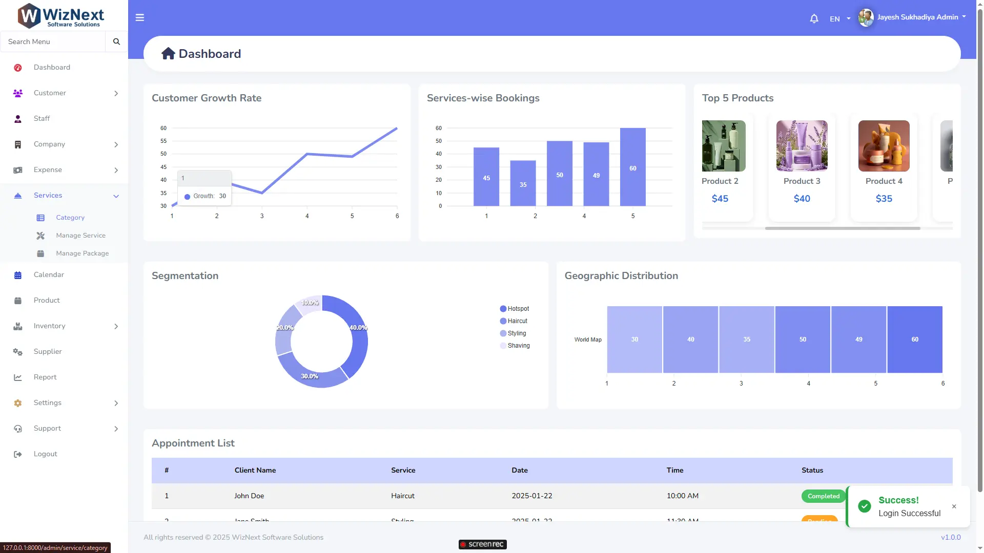 Salon Admin Panel
